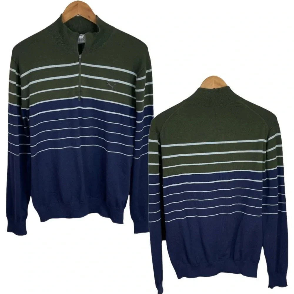 LS105 Mens Puma Brand Quarter Zip Pullover Sweater M